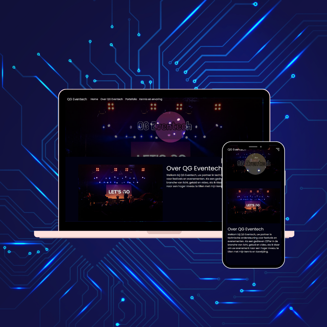 Mockup of the QG Eventech website